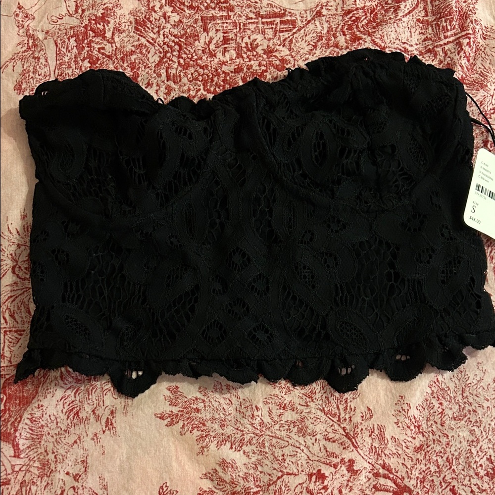 Free People Black Lace Crop Top